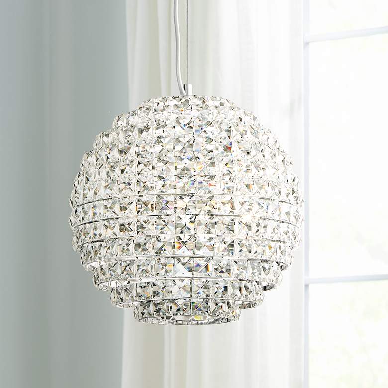 Image 1 Possini Euro Gorgo 12" Wide Chrome and Crystal Modern Mini Pendant