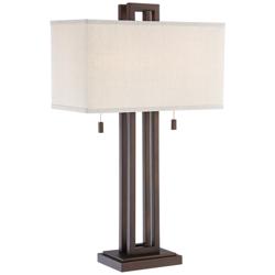 Possini Euro Gossard 30" Double Rectangle Pull Chain Bronze Table Lamp