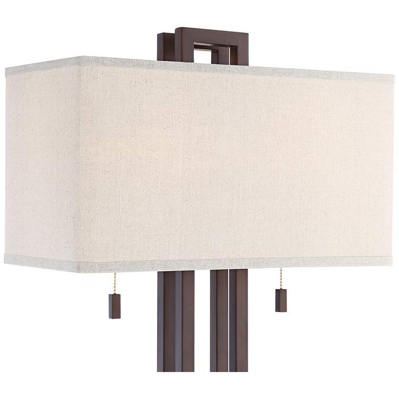 Image 3 Possini Euro Gossard 30" Double Rectangle Pull Chain Bronze Table Lamp more views