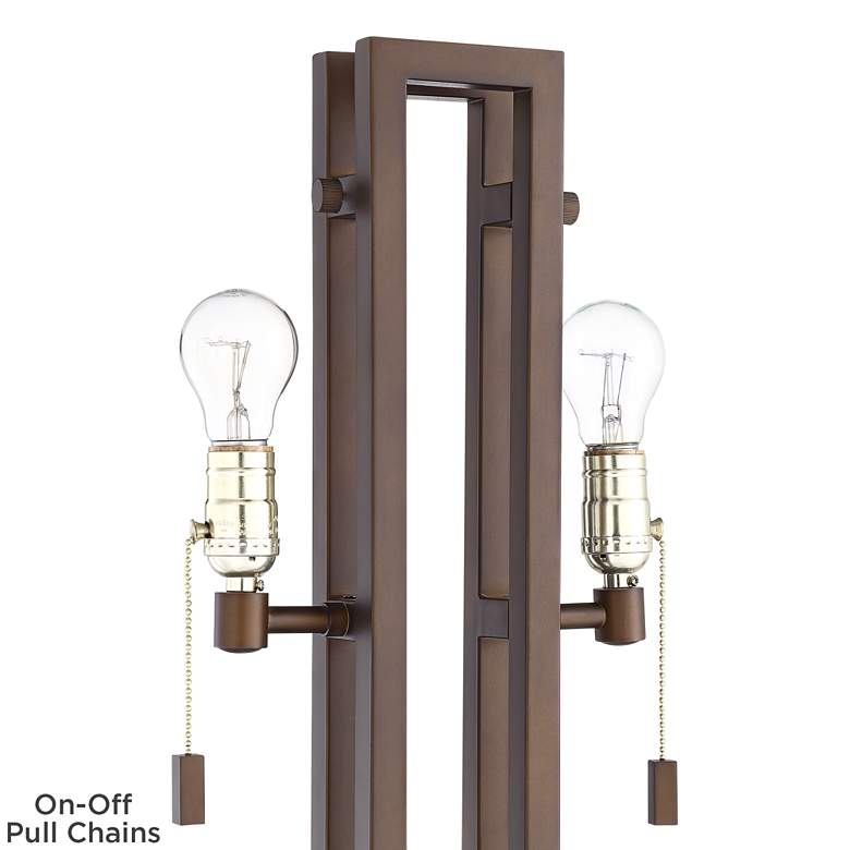 Image 5 Possini Euro Gossard 30" Double Rectangle Pull Chain Bronze Table Lamp more views