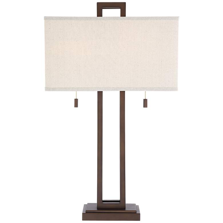Image 7 Possini Euro Gossard 30" Double Rectangle Pull Chain Bronze Table Lamp more views