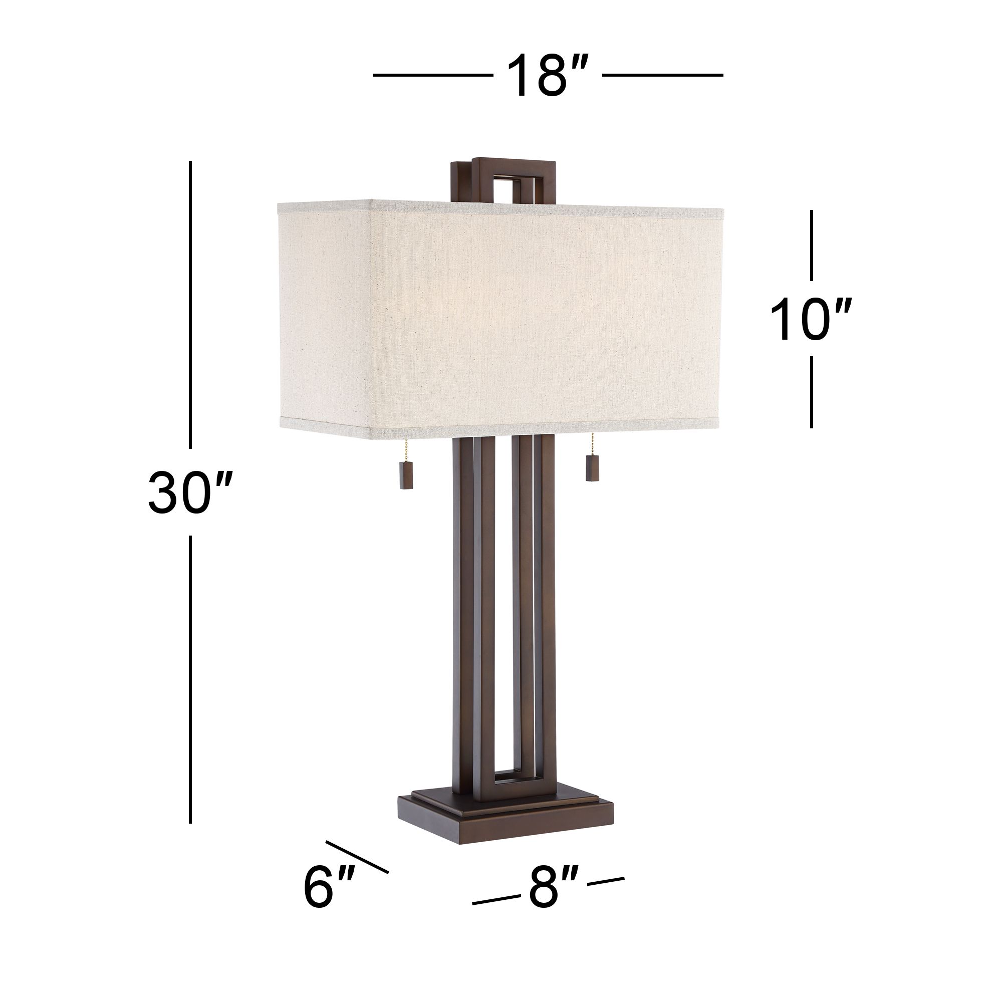Possini Euro Gossard 30" Double Rectangle Pull Chain Bronze Table Lamp