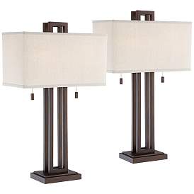 Image2 of Possini Euro Gossard 30" High Open Bronze Table Lamps Set of 2