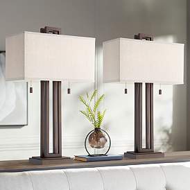 Image1 of Possini Euro Gossard 30" High Open Bronze Table Lamps Set of 2