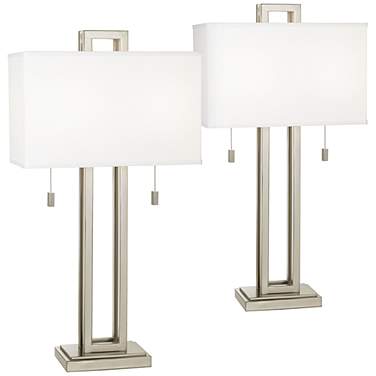 Possini Euro Gossard 30" Rectangle Brushed Nickel Table Lamps Set of 2
