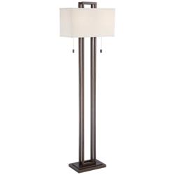 Possini Euro Gossard 62" Pull Chain Linen Shade Bronze Floor Lamp