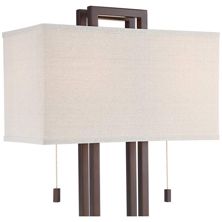 Image 3 Possini Euro Gossard 62" Pull Chain Linen Shade Bronze Floor Lamp more views