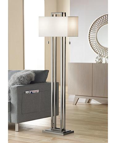 Possini Euro Gossard 62" Modern Brushed Nickel Floor Lamp