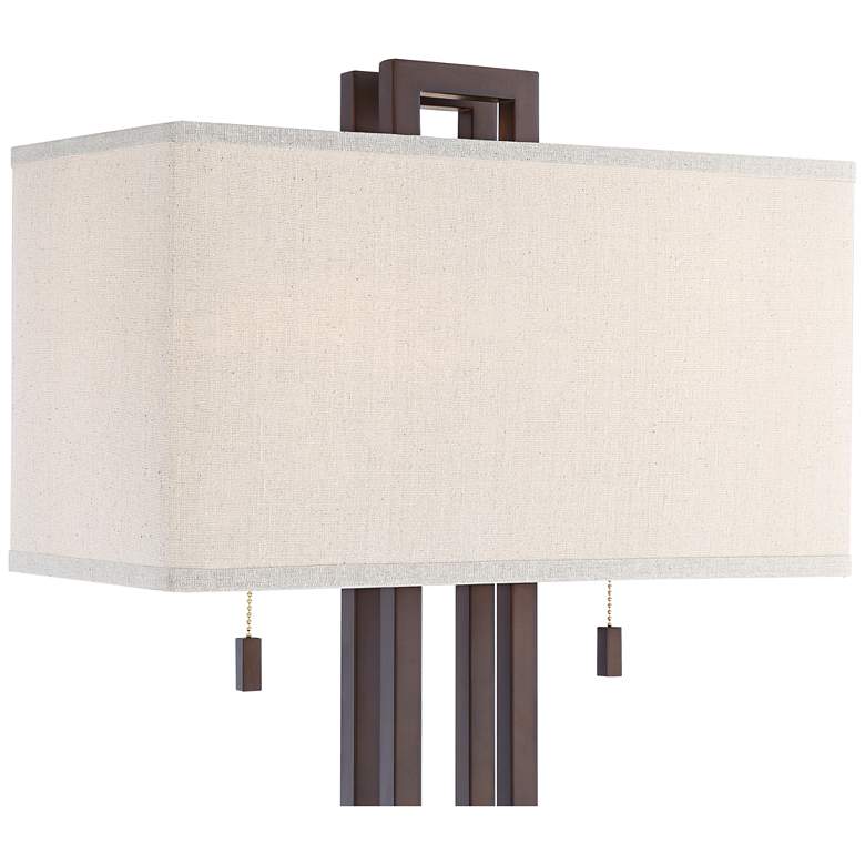 Image 3 Possini Euro Gossard Double Rectangle Bronze Lamp with USB Dimmer Cord more views