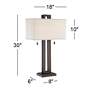 Possini Euro Gossard Double Rectangle Bronze Lamp with USB Dimmer Cord