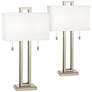 Possini Euro Gossard Rectangle Brushed Nickel Metal Table Lamps Set of 2