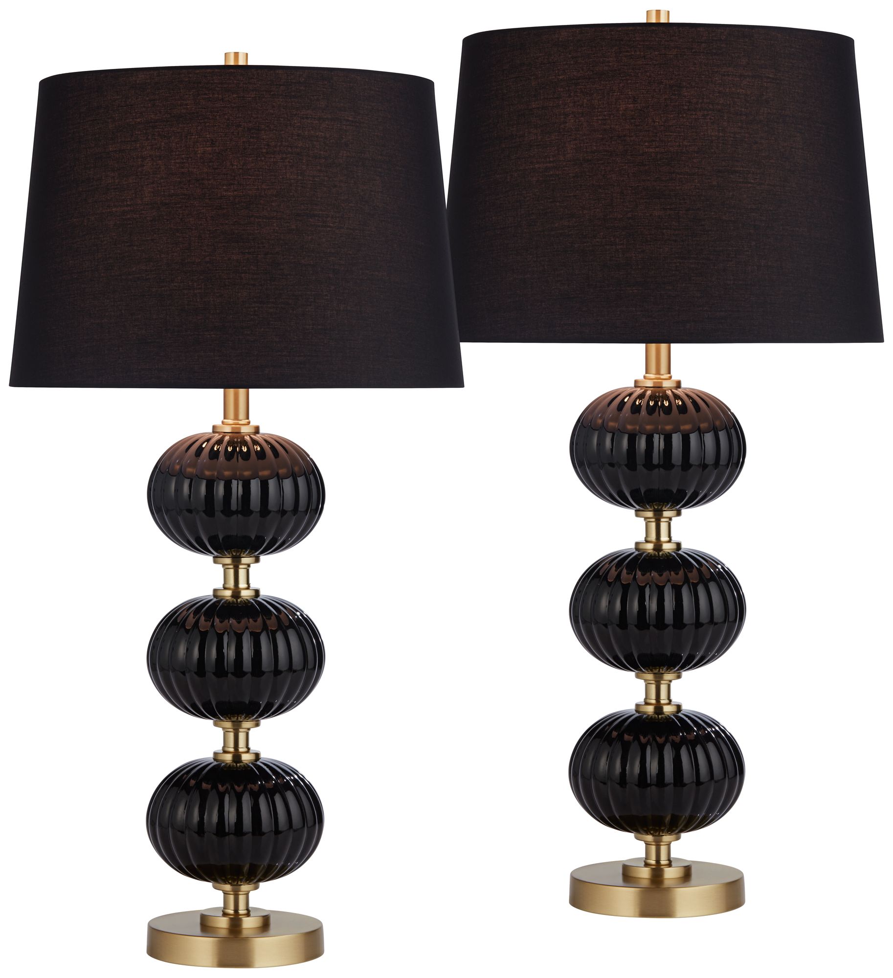 Image 2 Possini Euro Grace 30" High Black Glass Table Lamp Set of 2
