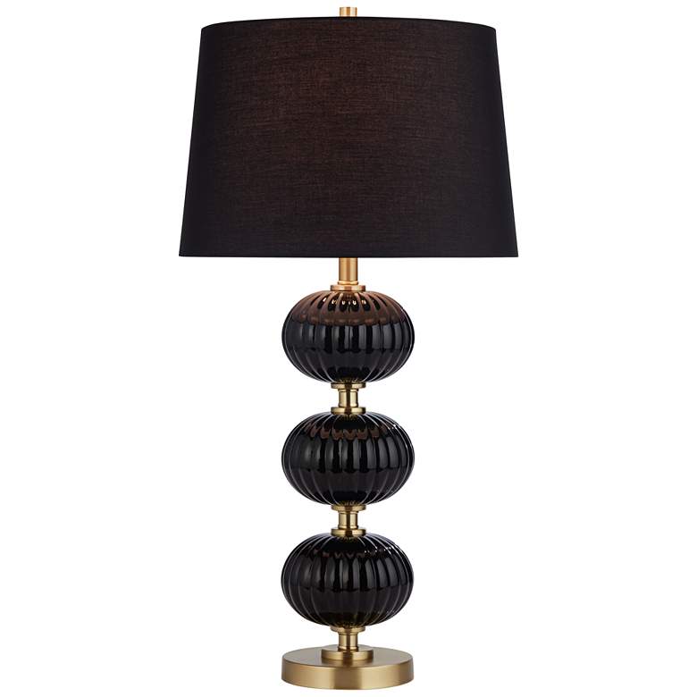 Image 2 Possini Euro Grace 30" High Black Glass Table Lamp