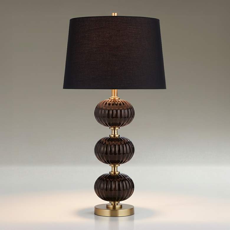 Image 1 Possini Euro Grace 30" High Black Glass Table Lamp