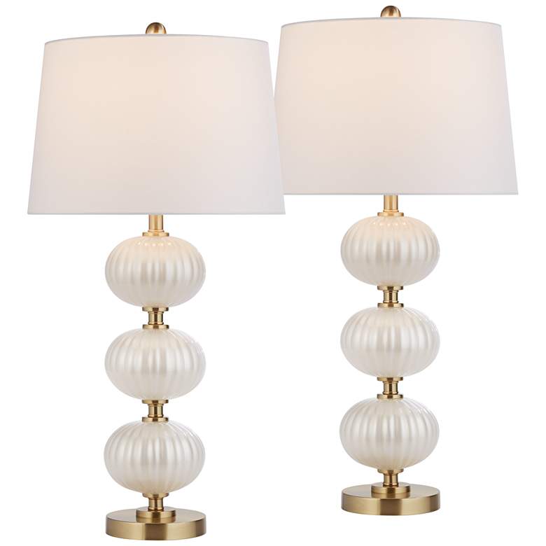 Image 2 Possini Euro Grace 30" High Pearl White Glass Table Lamp Set of 2