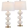 2_Possini Euro Grace 30" High Pearl White Glass Table Lamp Set of 2