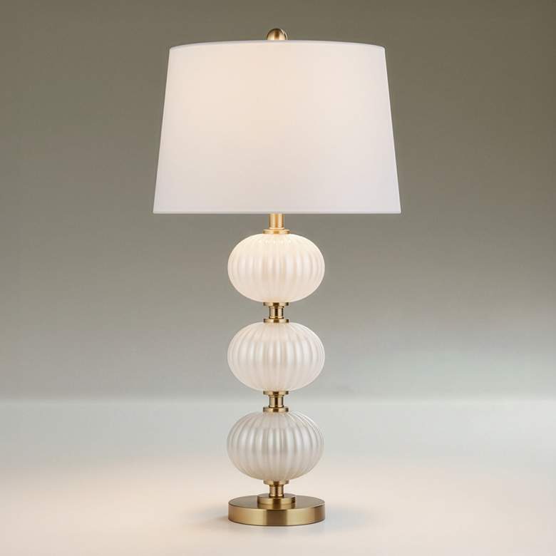 Image 1 Possini Euro Grace 30" High Pearl White Glass Table Lamp