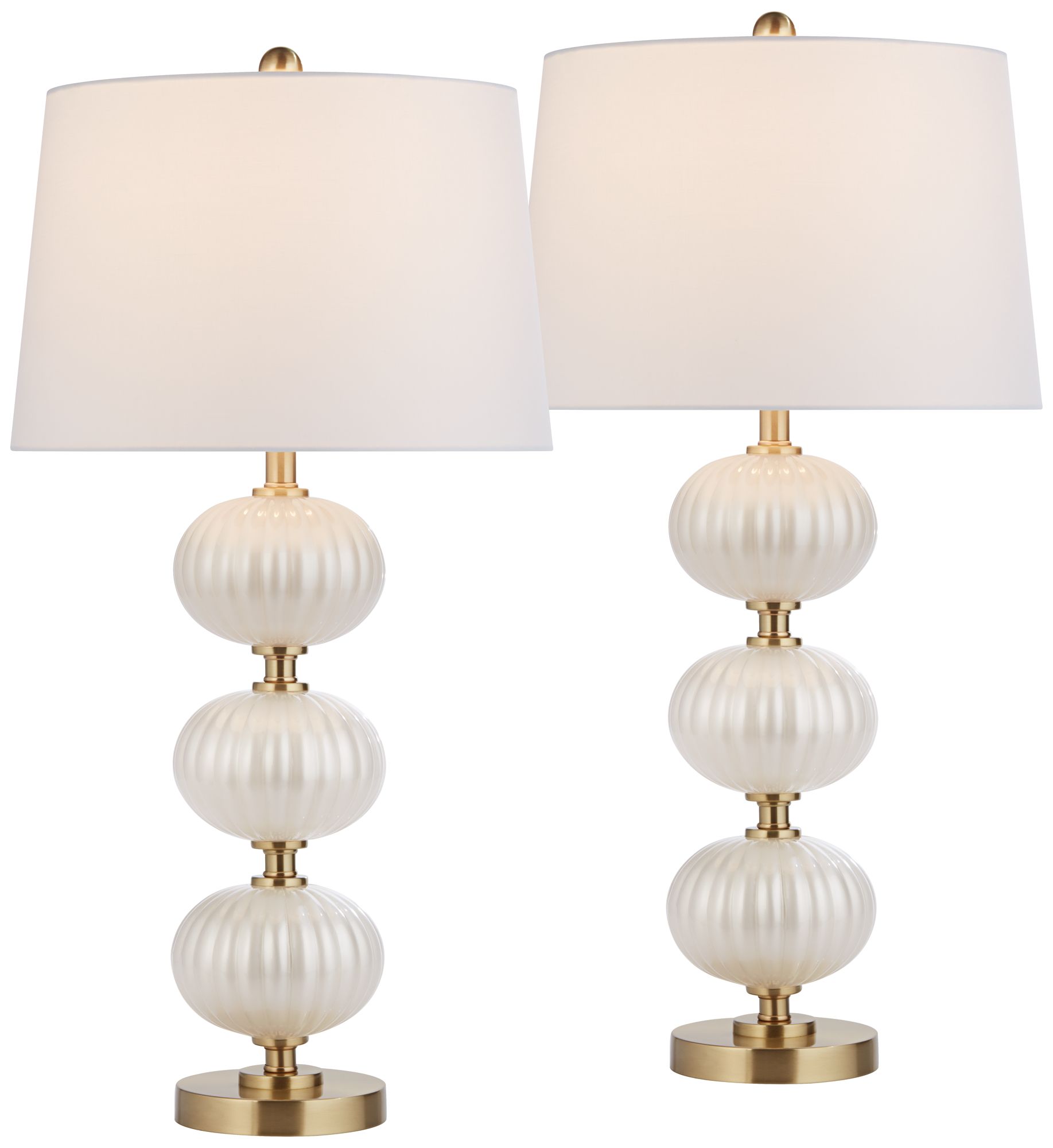Image 2 Possini Euro Grace 30"H Pearl White Fluted Glass Table Lamp Set of 2