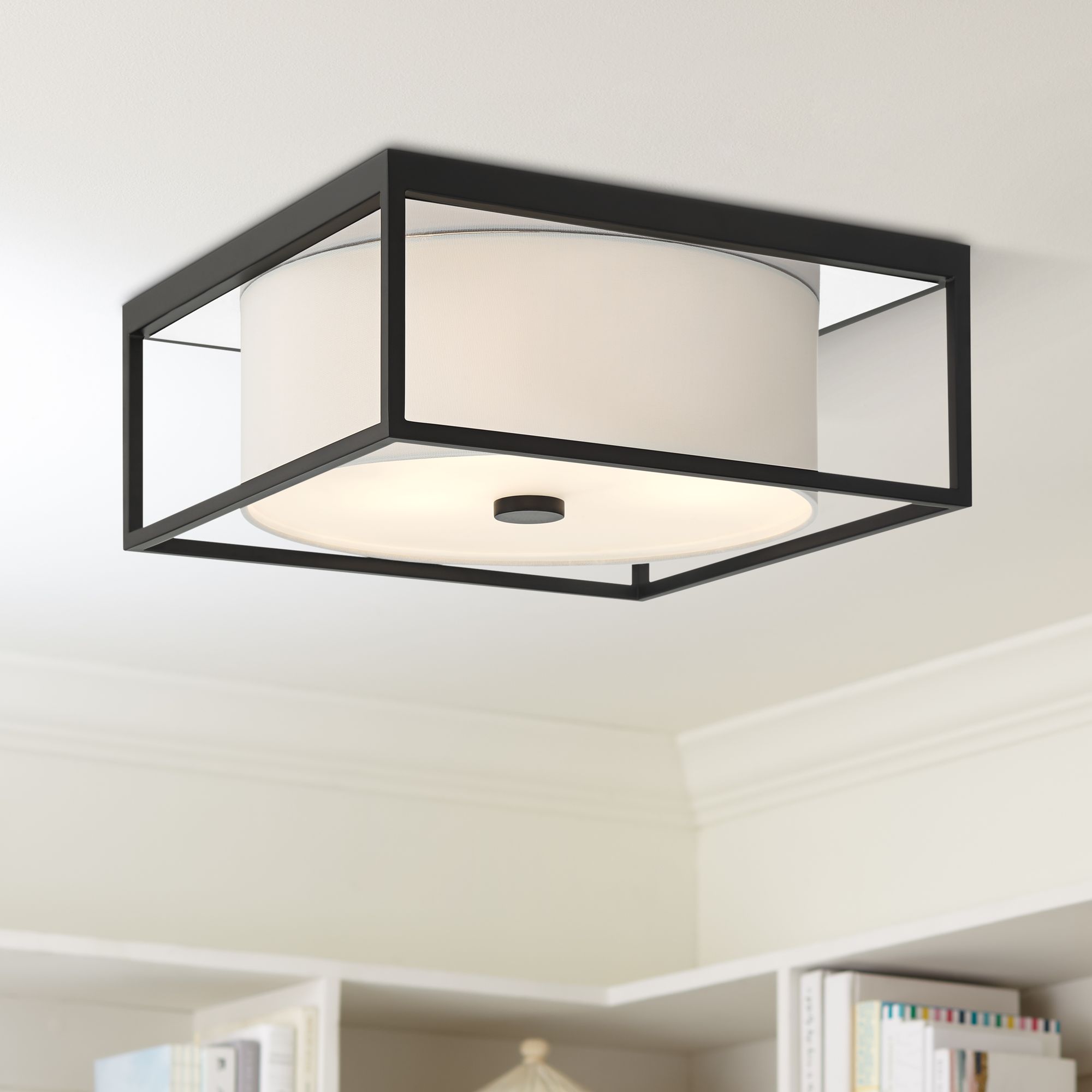 Image Possini Euro Graham 17 1/2" Wide Matte Black Ceiling Light