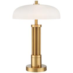 Possini Euro Granview 23" Brass and Dome Glass Dual USB Lamp