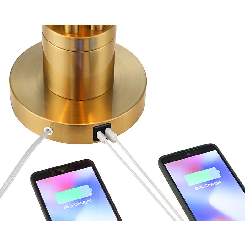 Image 4 Possini Euro Granview 23" Brass and Dome Glass Dual USB Lamp more views