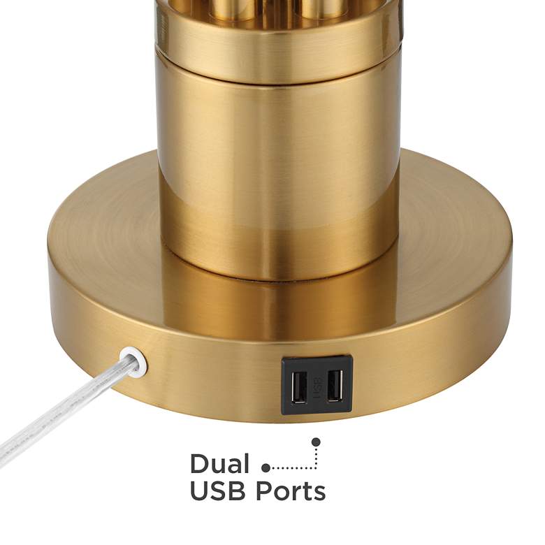 Image 5 Possini Euro Granview 23 inch Brass and Dome Glass Dual USB Lamp more views