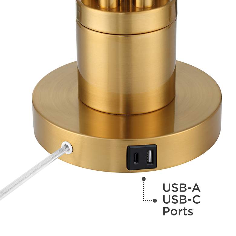 Image 5 Possini Euro Granview 23" Brass and Dome Glass Dual USB Lamp more views