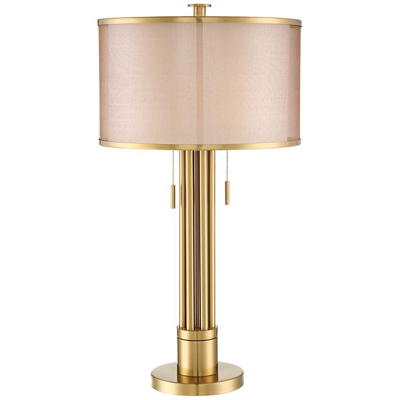 Image 3 Possini Euro Granview 32 1/2" Brass Column Modern Luxe Table Lamp