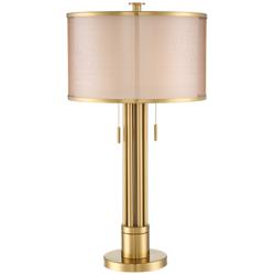 Possini Euro Granview 32 1/2" Brass Column Modern Luxe Table Lamp