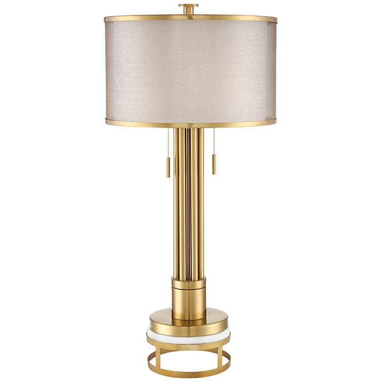 Image 1 Possini Euro Granview 36 1/4 inch Gold Column Table Lamp with Marble Riser