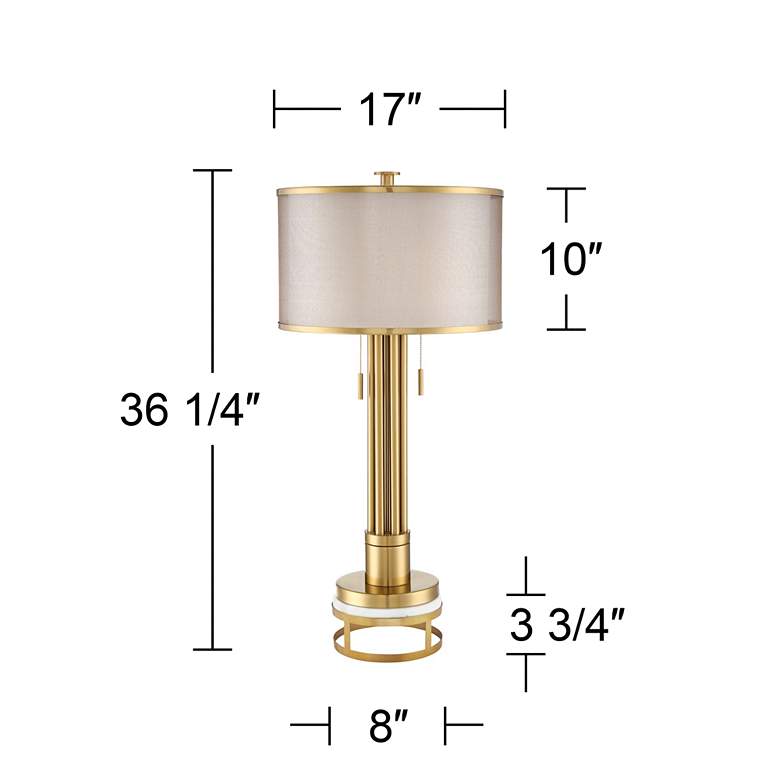 Image 7 Possini Euro Granview 36 1/4 inch Gold Column Table Lamp with Marble Riser more views