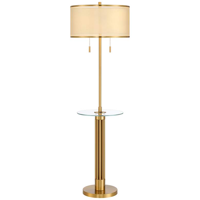 Image 2 Possini Euro Granview 66" High Glass Table Floor Lamp with USB Ports