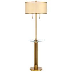 Possini Euro Granview 66" High Glass Table Floor Lamp with USB Ports