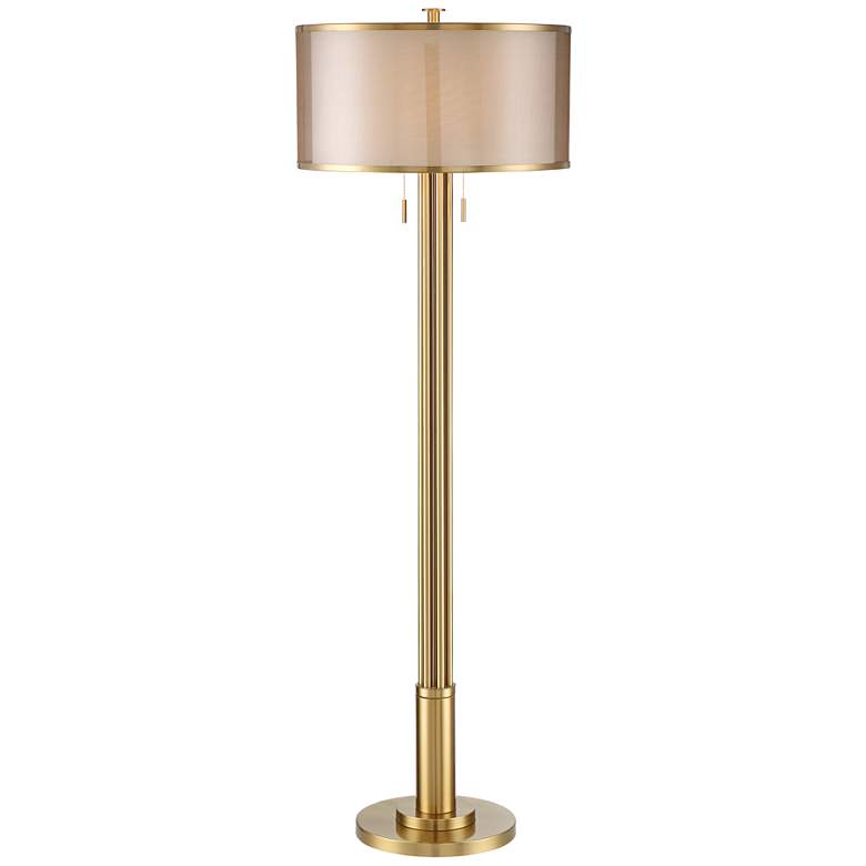 Image 3 Possini Euro Granview Brass 70 1/2" Tall Floor Lamp with Double Shade