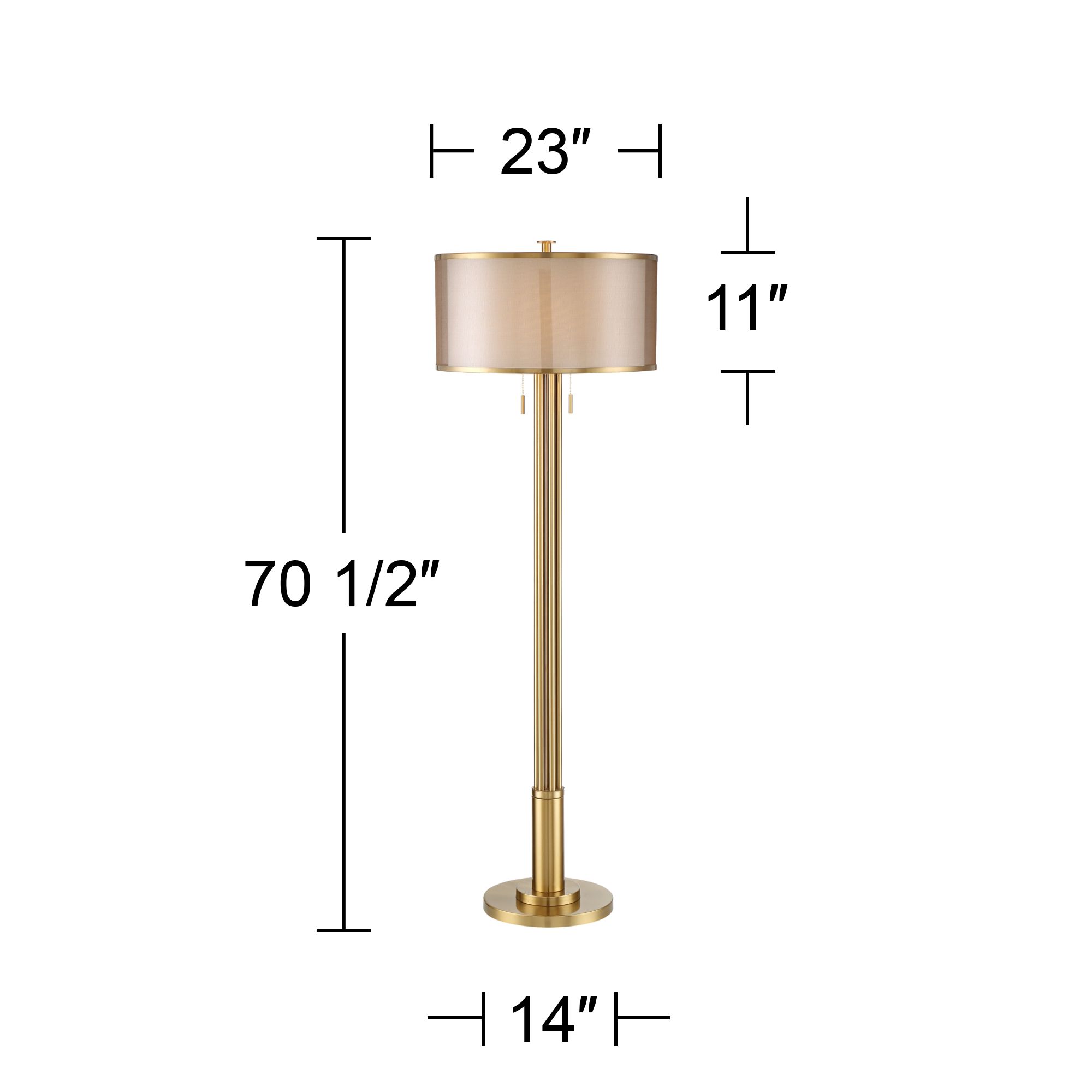 Possini Euro Granview Brass 70 1/2" Tall Floor Lamp with Double Shade in scene