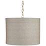 Possini Euro Gray and Gold 15" Wide Antique Brass Shaded Pendant Light