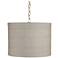 Possini Euro Gray and Gold 15" Wide Antique Brass Shaded Pendant Light
