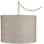 Possini Euro Gray and Gold Weave 15" Brass Plug-In Swag Chandelier