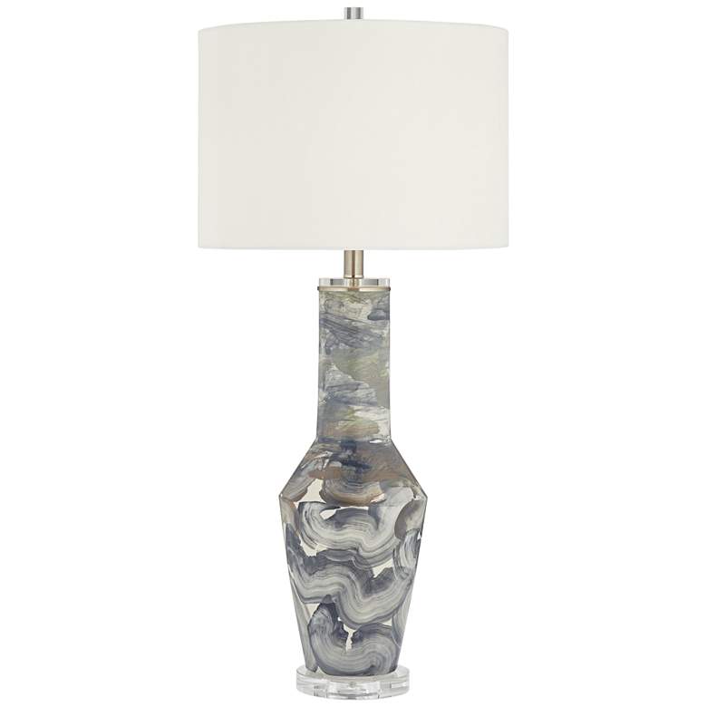Image 2 Possini Euro Gray Brushstrokes 33 1/2 inch Modern Ceramic Table Lamp
