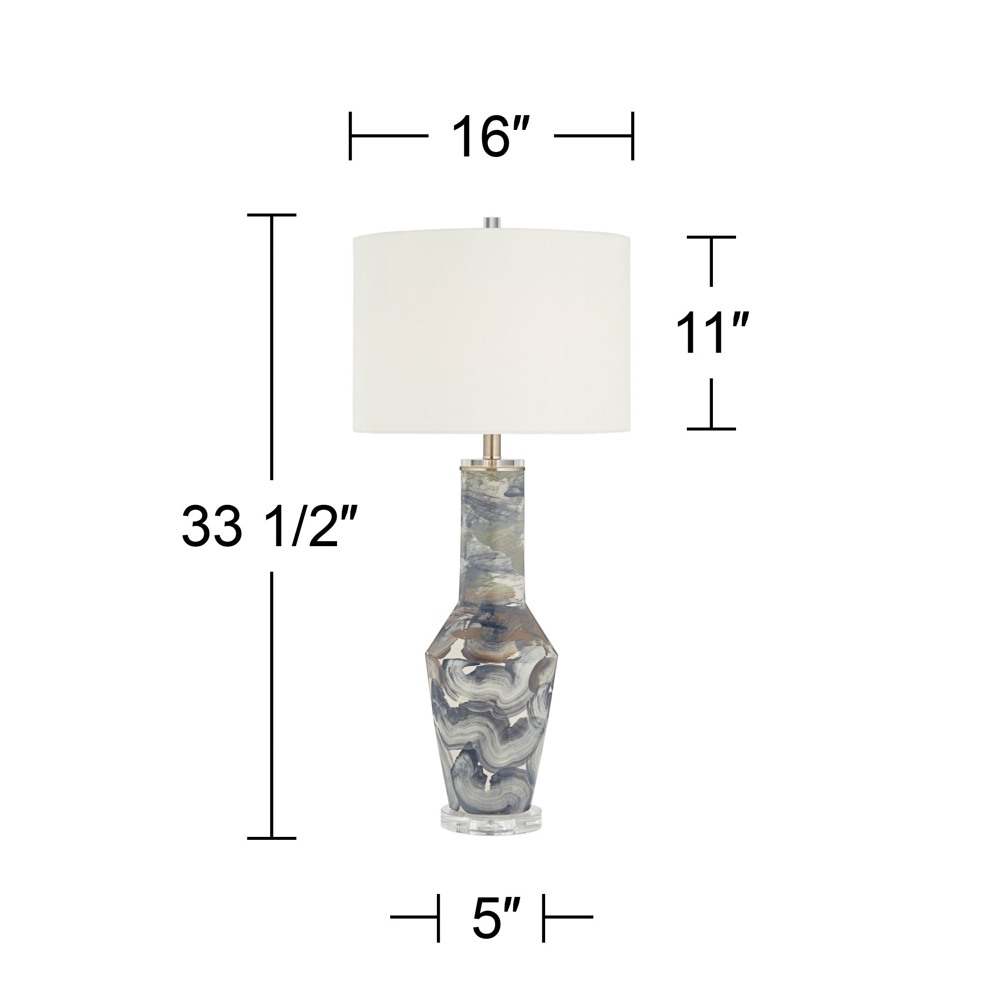 Possini Euro Gray Brushstrokes 33 1/2" Modern Ceramic Table Lamp