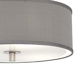 Image4 of Possini Euro Gray Faux Silk 14" Wide Ceiling Light more views