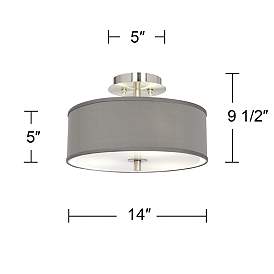 Image5 of Possini Euro Gray Faux Silk 14" Wide Ceiling Light more views