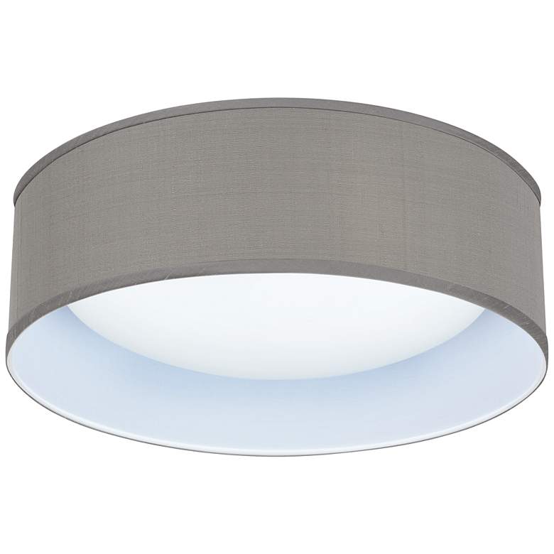 Image 1 Possini Euro Gray Faux Silk 16 inch Wide LED Round Modern Ceiling Light