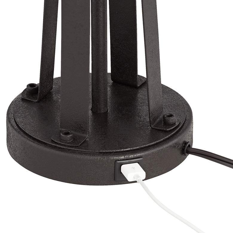 Image 5 Possini Euro Gray Faux Silk and Dark Bronze USB Table Lamps Set of 2 more views