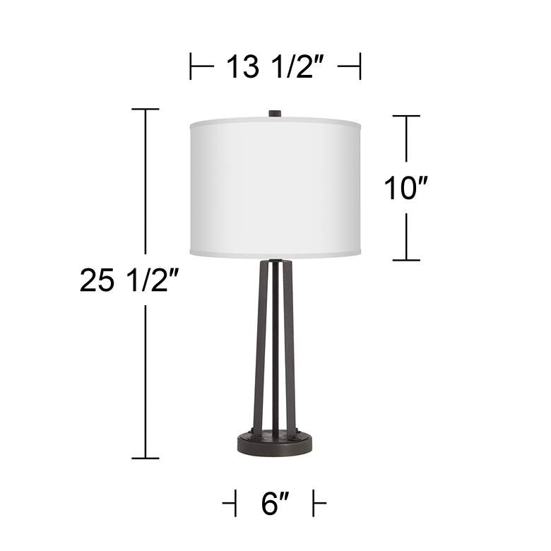 Image 6 Possini Euro Gray Faux Silk and Dark Bronze USB Table Lamps Set of 2 more views