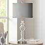 Possini Euro Gray Faux Silk Apothecary Clear Glass Table Lamp