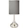 Possini Euro Gray Faux Silk Brushed Nickel Modern Droplet Table Lamp