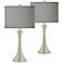 Possini Euro Gray Faux Silk Brushed Nickel Touch Table Lamps Set of 2