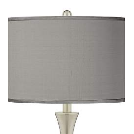 Image2 of Possini Euro Gray Faux Silk Brushed Nickel Touch Table Lamps Set of 2 more views