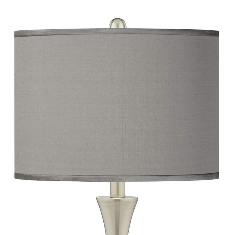 Image 2 Possini Euro Gray Faux Silk Brushed Nickel Touch Table Lamps Set of 2 more views